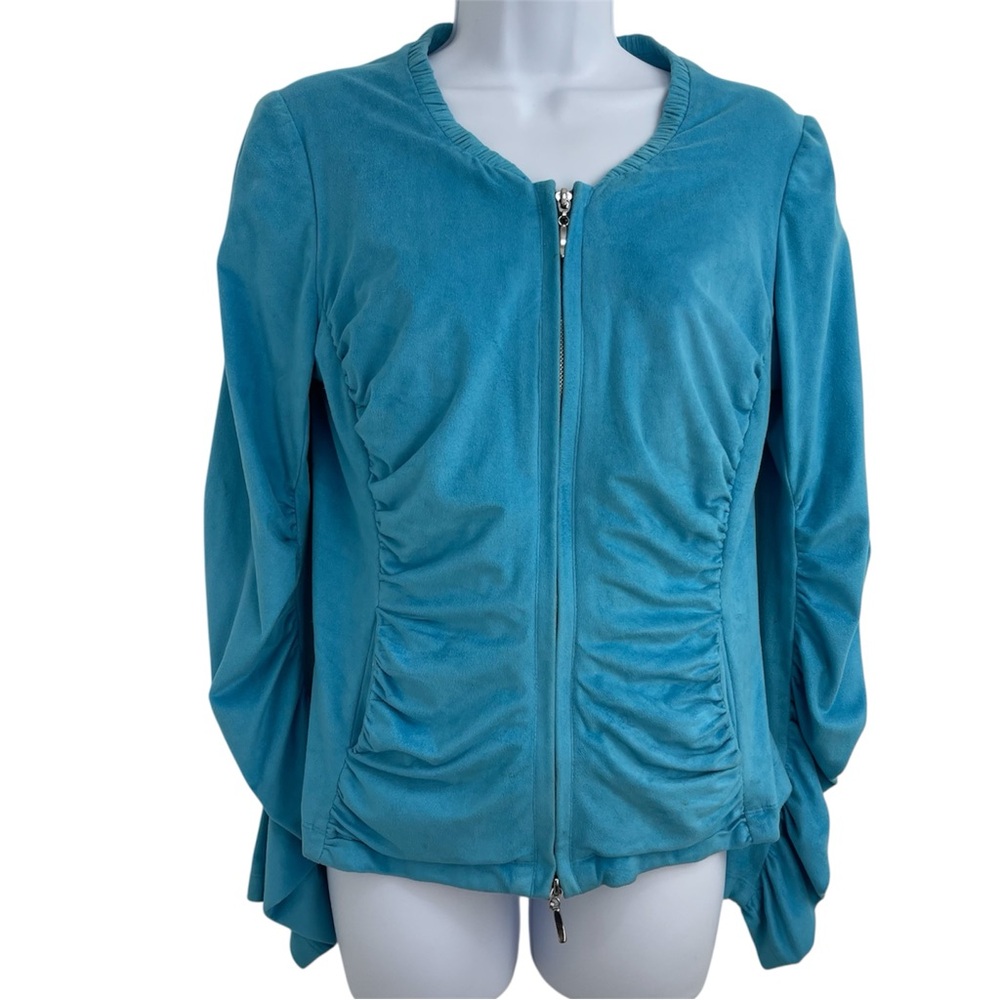 Alberto Makali Vintage Ruched Details Full Zipped Long Sleeves Sweater Jacket M